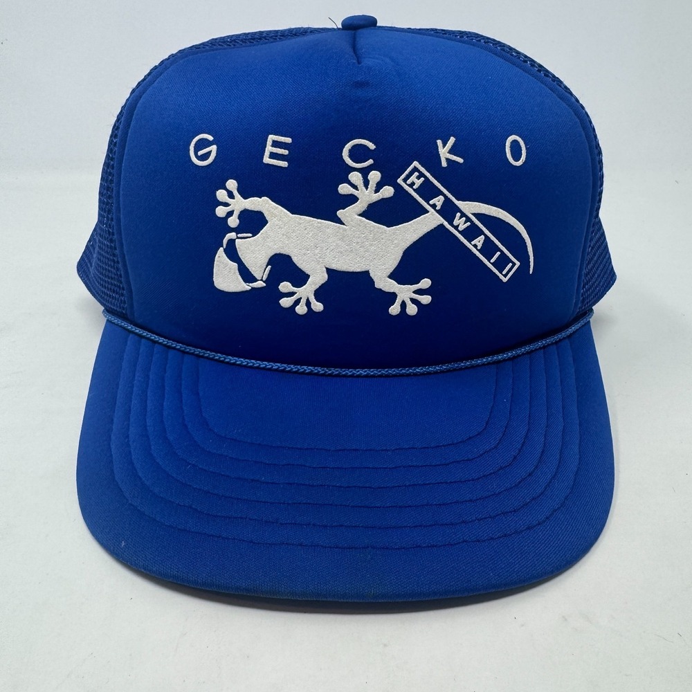 Vintage Gecko Hawaii Hat Cap Lizard Blue Adjustable Snapback‎ 90s